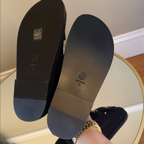 Chanel Dad sandals CC brooch crystal  logo size 37 - Picture 16 of 17